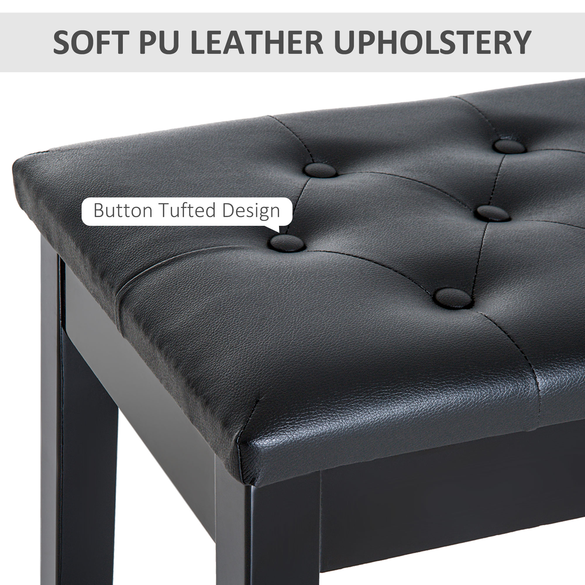 HOMCOM Padded Piano Bench with Storage Black photo 4