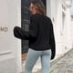 thumbnail image 5 of Suéter de punto para mujer, color puro, manga larga, suéter de punto, suéter casual suelto para otoño invierno negro S, 5 of 7