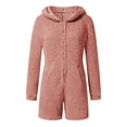 thumbnail image 3 of Hvot&aat Women's Plus Size Cute Sherpa Romper Fleece Onesie Pajama One-Piece Zipper Hooded Jumpsuit Plush Sleepwear Playsuit, 3 of 4