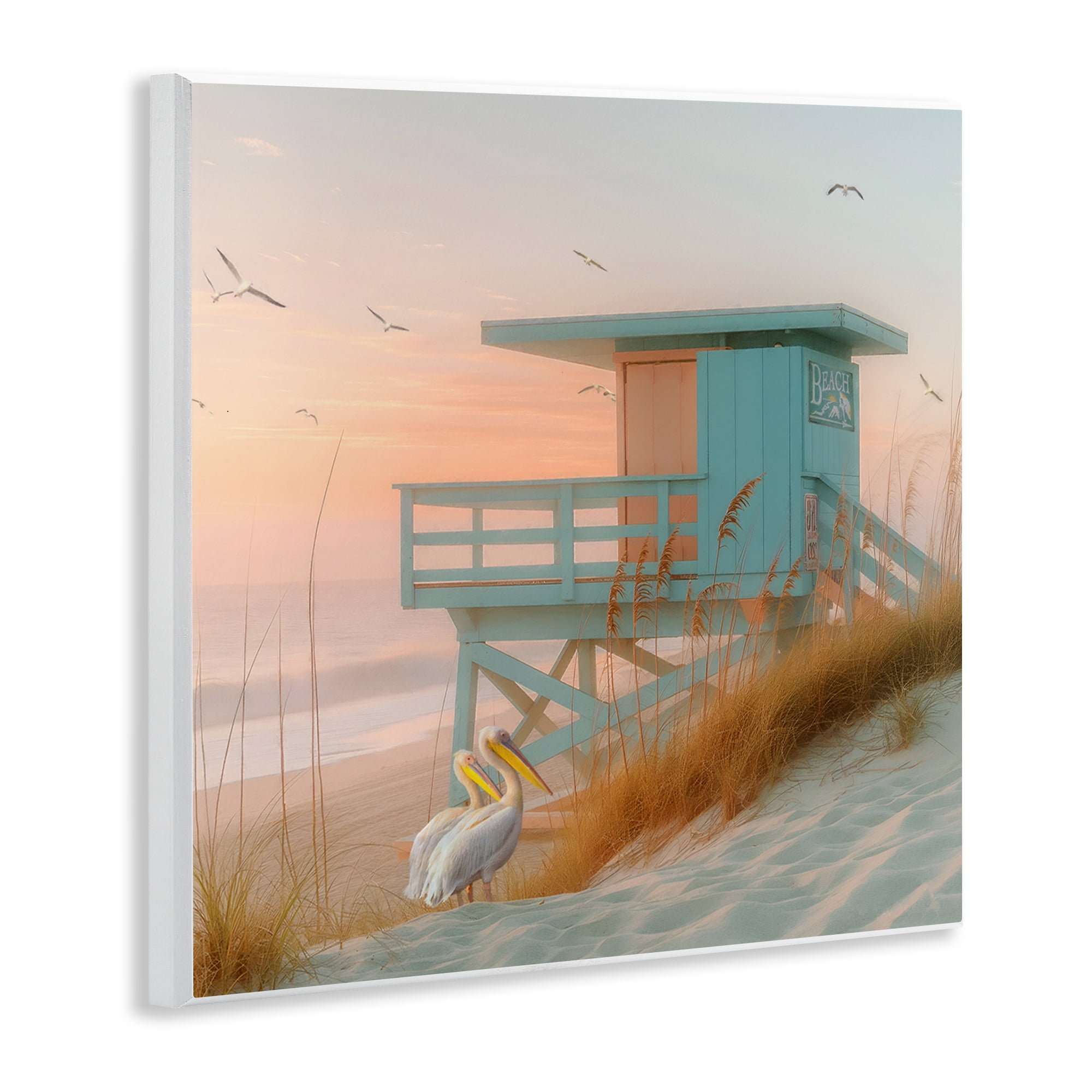 Stupell Industries Coastal Charm Beach Hut Coastal Painting Unframed Art Print Wall Art, 12 x 12