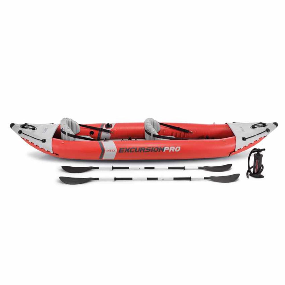 Excursion Pro Inflatable 2 Person Vinyl Kayak with Oars & Pump, Red (3 Pack)