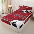 thumbnail image 2 of Homewish Red Football Court Zipper Full Size Comforter Sets with Fitted Sheet and 2 Pillowcases,Soccer Sport Game Ball Theme Zipper Bedding Set For Kids Boys,Reversible,4 Pieces, 2 of 7