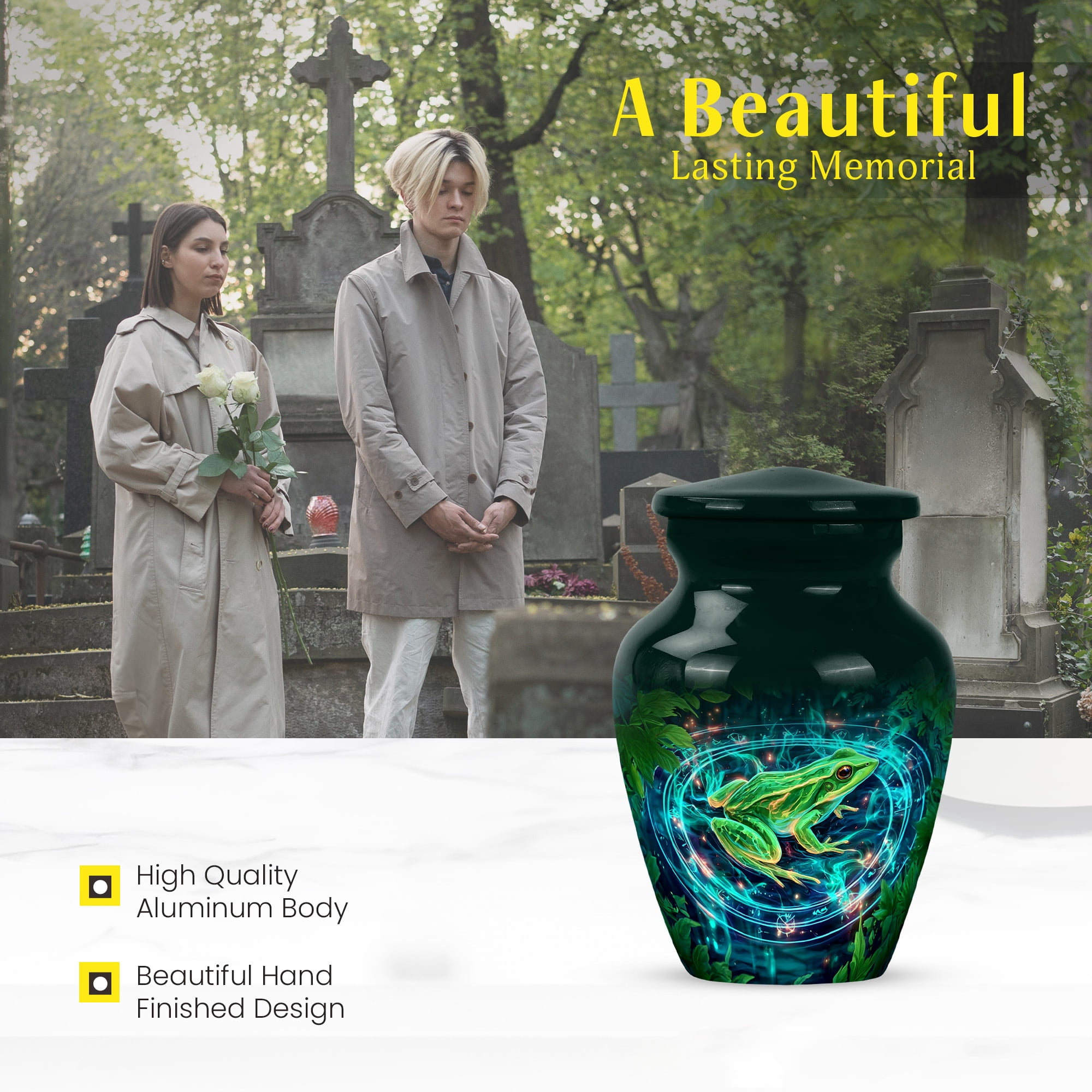 MUKTIVE Frog Keepsake Burial Urns for Adult Male, Mini Green Cremation Urns for Adult Ashes Women, Tiny Memorial Urn for Ashes for Mother & Father, 3 Inch