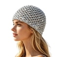 thumbnail image 2 of Qicasul Summer Glitter Sequin Beanie Boho Hollow Out Crochet Mesh Hat Skull Cap for Women Grey, 2 of 4