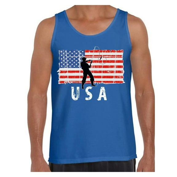 Awkward Styles Fishing USA Men Tank Top Fisherman Gifts USA Flag Men Shirt I'm American Retro USA Tank for Men Red White and Blue Fishing Men Top Love USA Vintage USA Tshirt for Men 4th of July Party