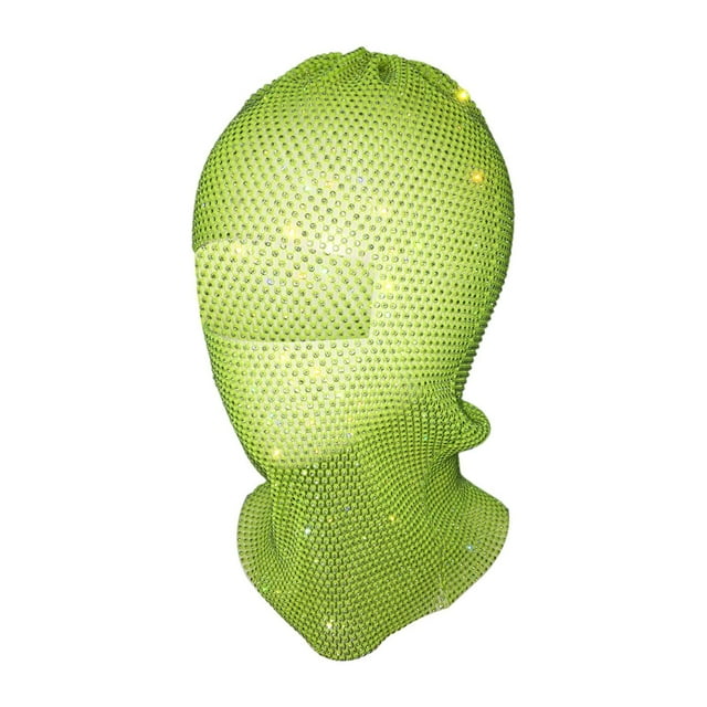 Máscara de , banda para el cabello, capucha de dhinestone para mujeres para cosplay, rendimiento del escenario Verde