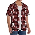 thumbnail image 2 of Honeii Plaid Reindeer Snowflakes for Men's Short-Sleeved Button-Up Collared Shirt Featuring A Pocket, Perfect for Beach Vacations, And Travel Adventures.-Small, 2 of 5