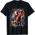 thumbnail image 1 of Colorful Jockey Girl On Womens Horse Racing T-Shirt, 1 of 4