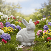 Terracotta Kneeling Rabbit Figurine, Gray Decorative Bunny Statue for Home Décor