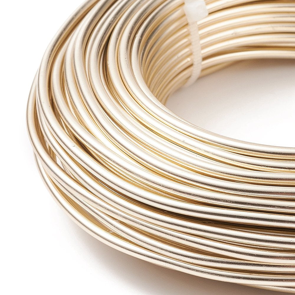 500 g Round Anodized Aluminum Wire Bendable Metal Craft Wire for DIY Jewelry Craft Making Champagne golden 7 Gauge 3.5mm 20m/500g(65.6 Feet/500g)
