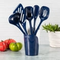 thumbnail image 2 of Hutzler 6-piece Melamine Cooking Utensils Set, Includes a 12-inch Long Slotted Spoon, Solid Spoon, Mixing Spoon, Slotted Turner, Soup Ladle, and Storage Crock - Blue, 2 of 4