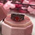 thumbnail image 4 of Hitanshu Jewels Red CZ Trio Ring Set | 14K Black Gold Finish 925 Silver | His and Her Matching Wedding Bands, 4 of 5