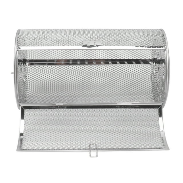 Panier de Grillade Roulant Cage de Gril en Acier Inoxydable Durable Ronde Maille BBQ pour Légumes Camping