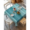 thumbnail image 6 of Teal Turquoise Aqua Ombre Table Cloth, Contemporary Abstract Lines Waterproof Tablecloth for Square Tables, Reusable Washable Fabric Table Cover for Restaurant Kitchen Dining Tables 54"x54", 6 of 6