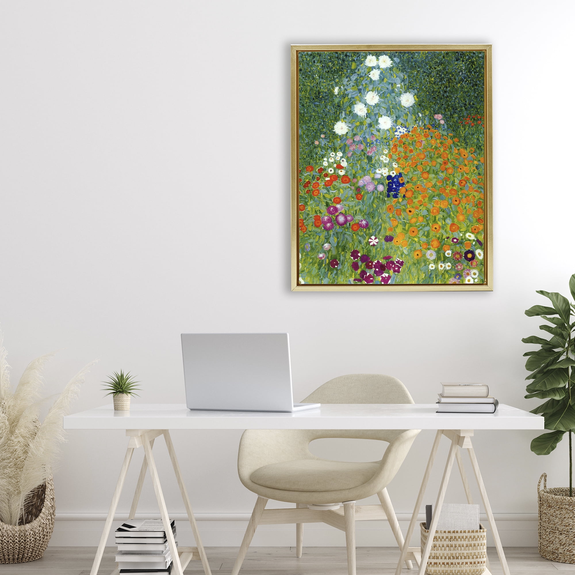 Stupell Industries Farm Garden Classic Klimt Gold Framed Floater Canvas Wall Art, design by Vintage Hustle