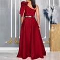 thumbnail image 2 of Cocktail Dress One Shoulder Women's Bow Cutout Ruched A-Line Party Guest Dresses, 2 of 8