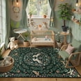 thumbnail image 3 of Moynesa 5'x7' Washable Fantasy Garden Area Rugs for Living Room, Vintage Botanical Unicorn Rugs for Bedroom, Victorian Accent Carpet for Nursery Playroom, Dark Green, 3 of 10