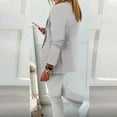 thumbnail image 4 of GILIGEGE Two Piece Sets for Women Trouser Suit Women's Elegant 2 Piece Wide Leg Pants Suit Business Suit Set Two Piece Plain Trousers Festive Long Trouser Suits Grey Xl, 4 of 6