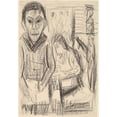thumbnail image 2 of Ernst Ludwig Kirchner 18x24 Black Ornate Framed Double Matted Museum Art Print Titled: Self-Portrait in the Studio (1923), 2 of 5