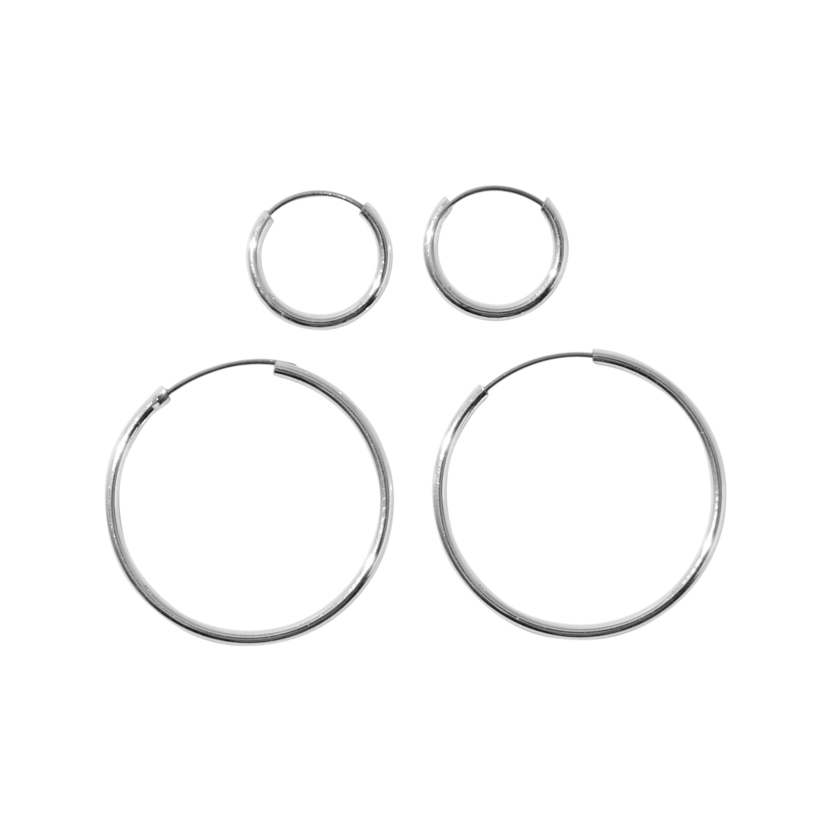 Claire's Teen Girls Classic Endless Silver Hoop Earrings, 10 & 20mm, 2-Pair