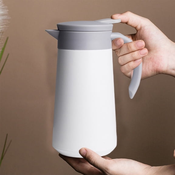 Thermal Carafe,Coffee Carafe Insulated,Mocha Keep Hot Pot 304 Stainless Steel,Thermal Coffee Carafe,Insulated Stainless Steel Coffee Carafes for Keeping Hot Coffee & Tea Hot Beverage(White)