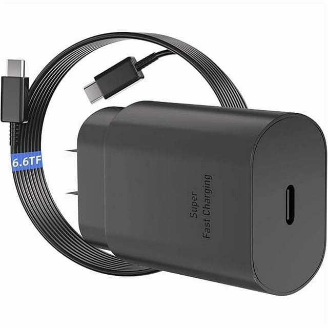 wonima02 25W USB-C Super Fast Charger Plug for Samsung Galaxy S24/S23 Ultra/ S23/S22 Ultra/S21+/A15 5G/Z Fold 4 5G/S20/Note20/S10,PPS PD3.0 2 Port Mains Charger with 6.6ft USB C Cable.