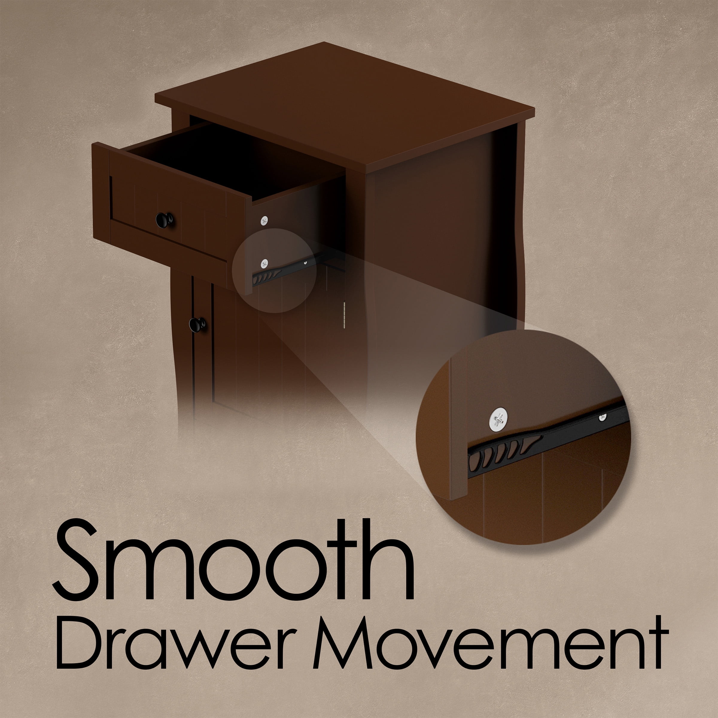 Somerset Home Side Table – Accent Nightstand with Drawer and Cabinet