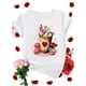 thumbnail image 2 of Camisetas de manga corta para mujer, camisetas de verano estampadas, cómodas, divertidas y casuales, para vacacionesValentine's Day Heart Print T-Shirt, Round Neck Casual Sport Top, Medium Stretch K, 2 of 7