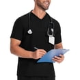 thumbnail image 4 of Ohufall Men's Scrubs Top Tunic Zipper-Front Short Sleeve Workwear V-Neck Madical Nurse Uniform Blouse, 4 of 5