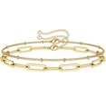 thumbnail image 1 of Pulseras de oro delicadas para mujer, capa ajustable llena de oro de 14 quilates, 1 of 5