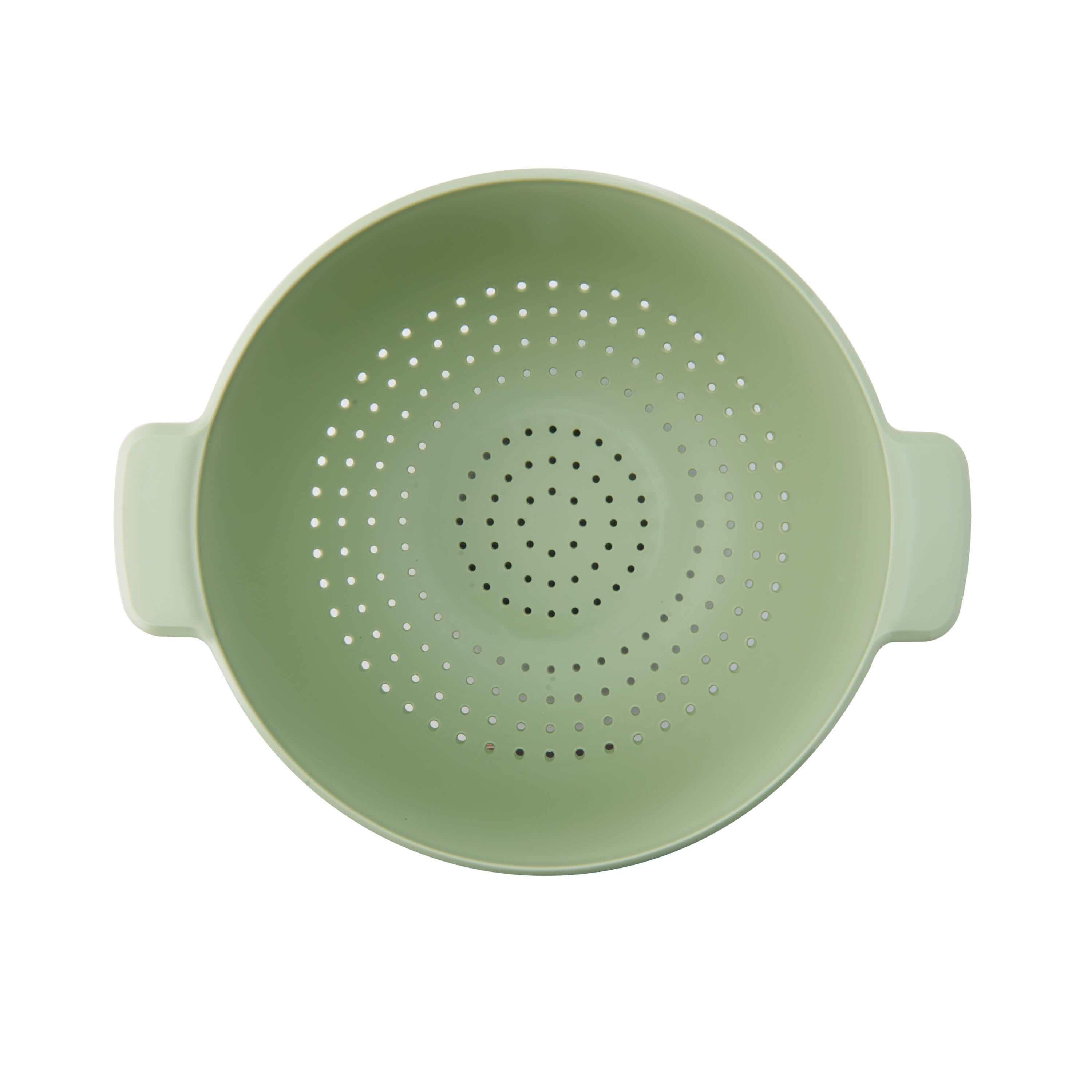 Beautiful 5-quart Plastic Colander with Integrated Handles in Sage Green by Drew Barrymore