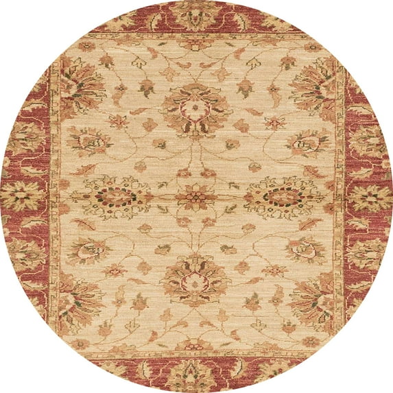 Ahgly Company Indoor Round Abstract Orange Abstract Area Rugs, 6' Round
