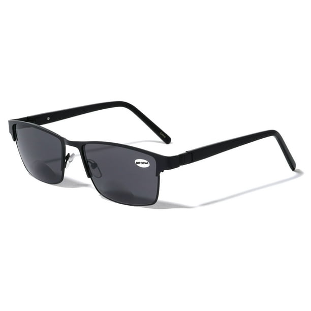 Men BIFOCAL Premium Rectangle Metal with Plastic Temple Extra Large Reading Reader Sunglasses