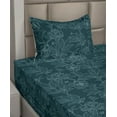 thumbnail image 2 of Ambesonne Floral Fitted & Flat Sheet with Sham 3 Pcs Set, Peonies Garden Botanical Art, Twin, Dark Teal and Petrol Blue, 2 of 4