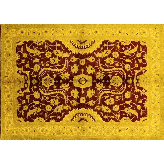 Ahgly Company Indoor Rectangle Oriental Yellow Traditional Area Rugs, 3' x 5'