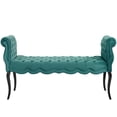 thumbnail image 5 of Modern Contemporary Urban Design Living Room Lounge Club Lobby Tufted Accent Chair Bench, Velvet Fabric, Aqua Blue, 5 of 7