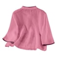 thumbnail image 4 of Womens Blouses Womens Retro Placket Frog Button Cotton Linen Top 3/4 Sleeve Embroidered Trendy Summer Casual Womens T Shirts, 4 of 4