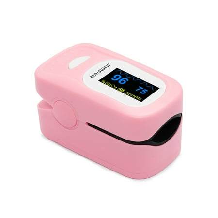 Health Care Battery JUMPER 500A Fingertip Pulse Oximeter Oximetry Blood Oxygen Saturation Monitor Heart Rate Monitor Pulse Oximeter for Sports Home Health Care with Carrying Case Batteries and Lanyard, Pink ()