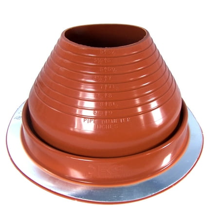 DEKTITE ROUND BASE METAL ROOFING PIPE FLASHING BOOT: #6 RED (DF206RE) High Temp Silicone Flexible Pipe Flashing Dektite (for OD pipe sizes 5