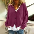 thumbnail image 2 of Fesfesfes Women Solid Color Blouse Tops Casual Long Sleeve Shirt V Neck Knitted Cardigan Sweater Coat, 2 of 5