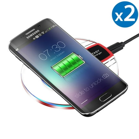 Wireless Charger, FREEDOMTECH 2-Pack Qi Wireless Charging Pad for iPhone 8/8 Plus, iPhone X, iPhone XS/XS Max/XR Samsung Galaxy S7/S8/S8+/S9/S9+, Note5, Note 8, Note 9 Nexus and All Qi-Enabled (Best Mobile Device Charger)