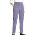 thumbnail image 2 of Cyglowse Women's Pants Petite Elastic Waist Straight Leg Corduroy Pants Pull On Lounge Pant Stretch Trousers with Pockets Purple S, 2 of 6