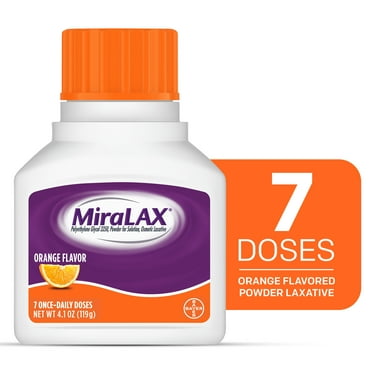 MiraLAX Laxative Orange Flavored Powder for Gentle Constipation Relief, Stool Softener, 7 Doses