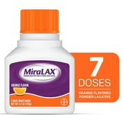MiraLAX Laxative Orange Flavored Powder for Gentle Constipation Relief, Stool Softener, 7 Doses