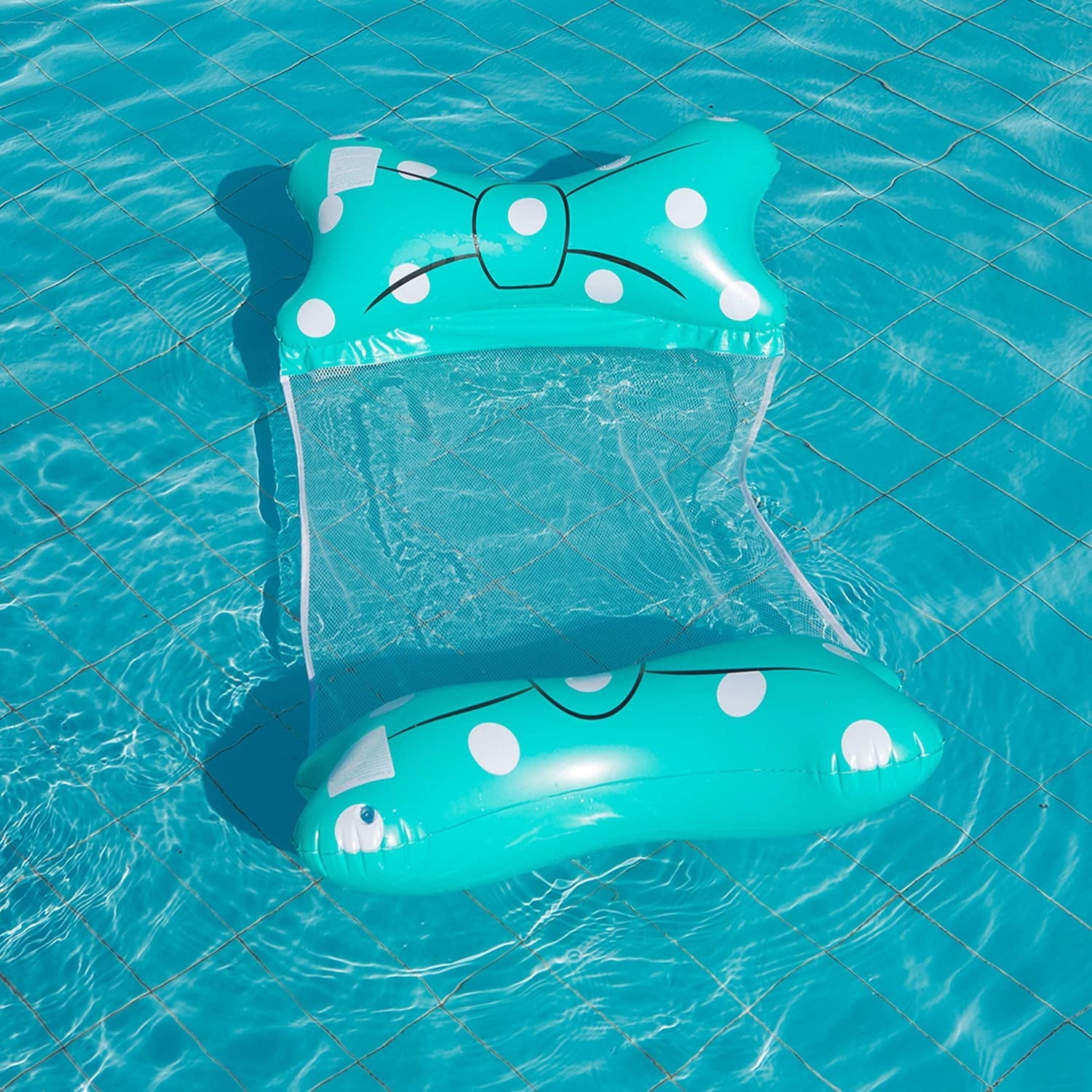 Cute Bow-Knot Lounge Floatie Water Chair, Saddle, Drifter Pool Hammock for Adults - Blue