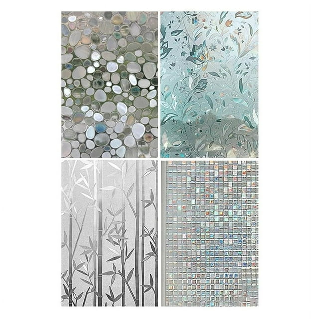 Frosted Glass Adhesive Sticker Electrostatic Window Film Bathroom Glass Privacy Film 3D Matte Decoration Paste20x100cm,4 x membrane