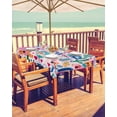 thumbnail image 2 of Fsddascl Colorful Abstract Outdoor Tablecloth - 60x84 Inch Rectangle Dining Table Cover, Oil Painted Modern Contemporary Waterproof Outdoor Table Cloth with Umbrella Hole & Zipper for Picnic/Patio, 2 of 7