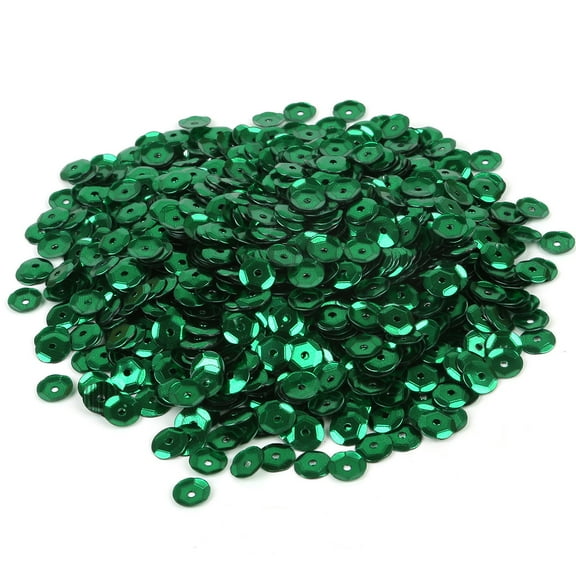 ERDOUY 4800Pcs 6mm Round Loose Sequins, Bulk Glitter Paillettes Spangles for Sewing, Wedding & Christmas Craft Decor, Green