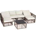 thumbnail image 5 of 7 Pieces Outdoor Patio Furniture Set, Wicker Outdoor Sectional Conversation Couch Set with Adjustable Backrest Sofa, Cushions & Coffee Table for Outside,Garden,Deck,Brown Wicker/Beige Cushions, 5 of 14