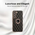 thumbnail image 3 of for Samsung Galaxy S22 Plus Case with Ring Holder Stand Luxury Glitter Plating Gold Edge 360 Rotation Kickstand Phone Case for Women Shockproof Soft Flexible TPU Protective Cover Case-Black, 3 of 6